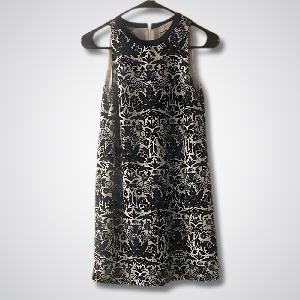 LOFT Sleeveless Shift Dress - Size XSP - Black & White Print - NWOT